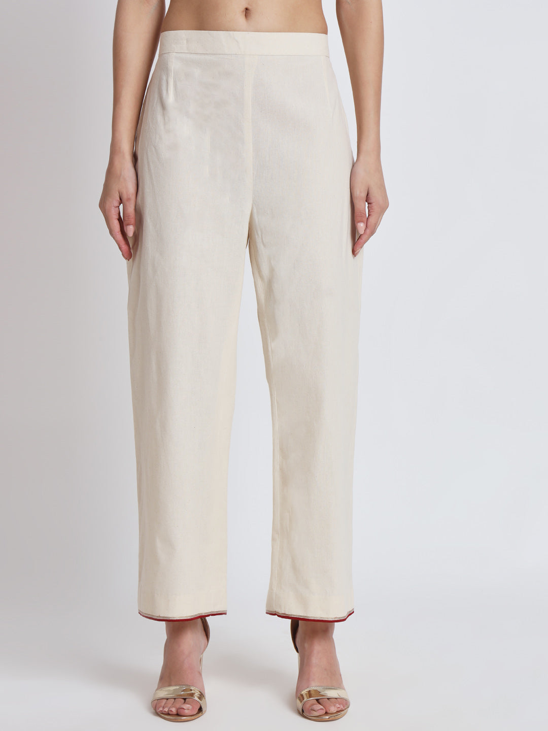 White Organic Cotton Kurta Set with Circular Embroidery