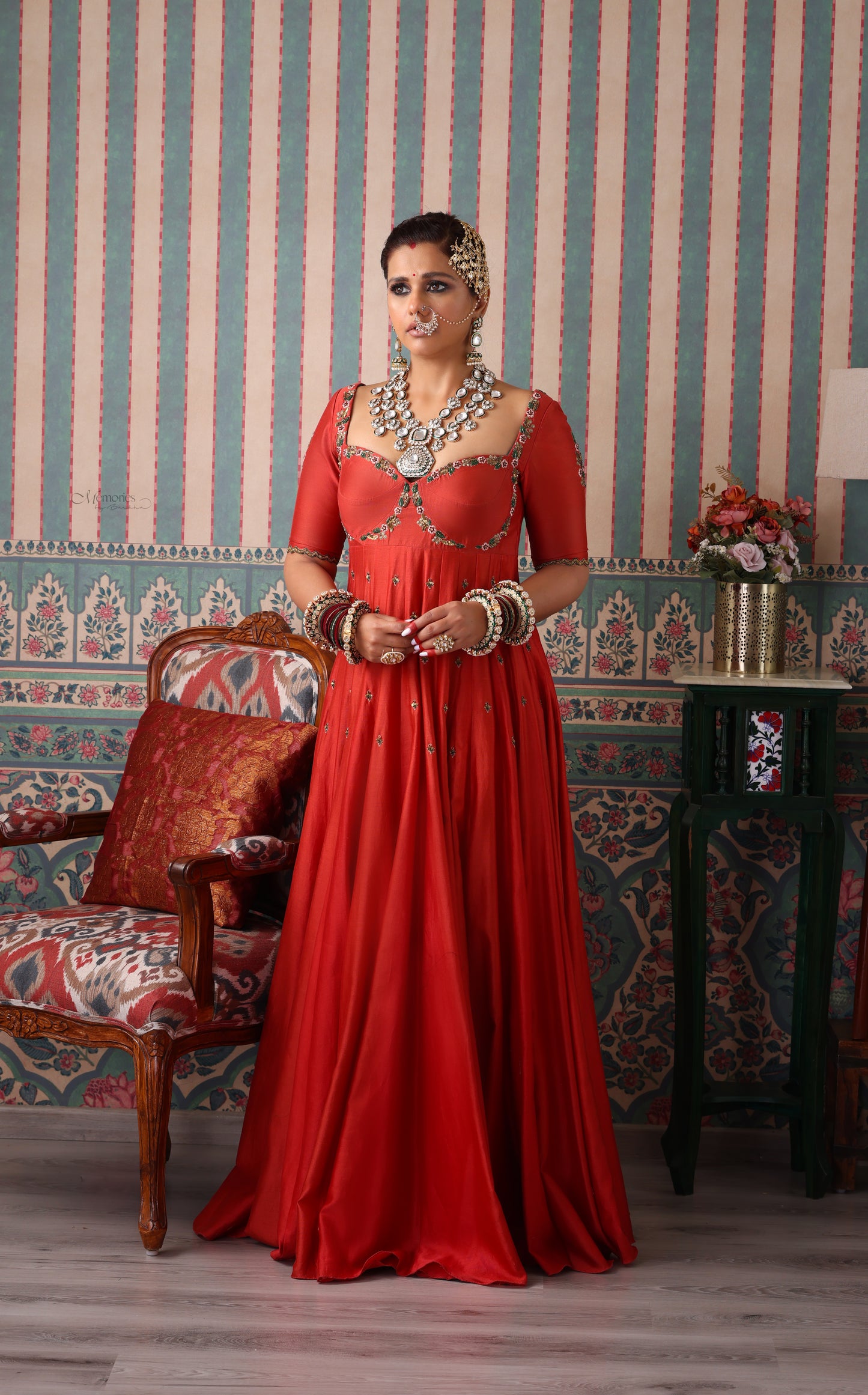 Saffron Royale Silk Chanderi Gown Set