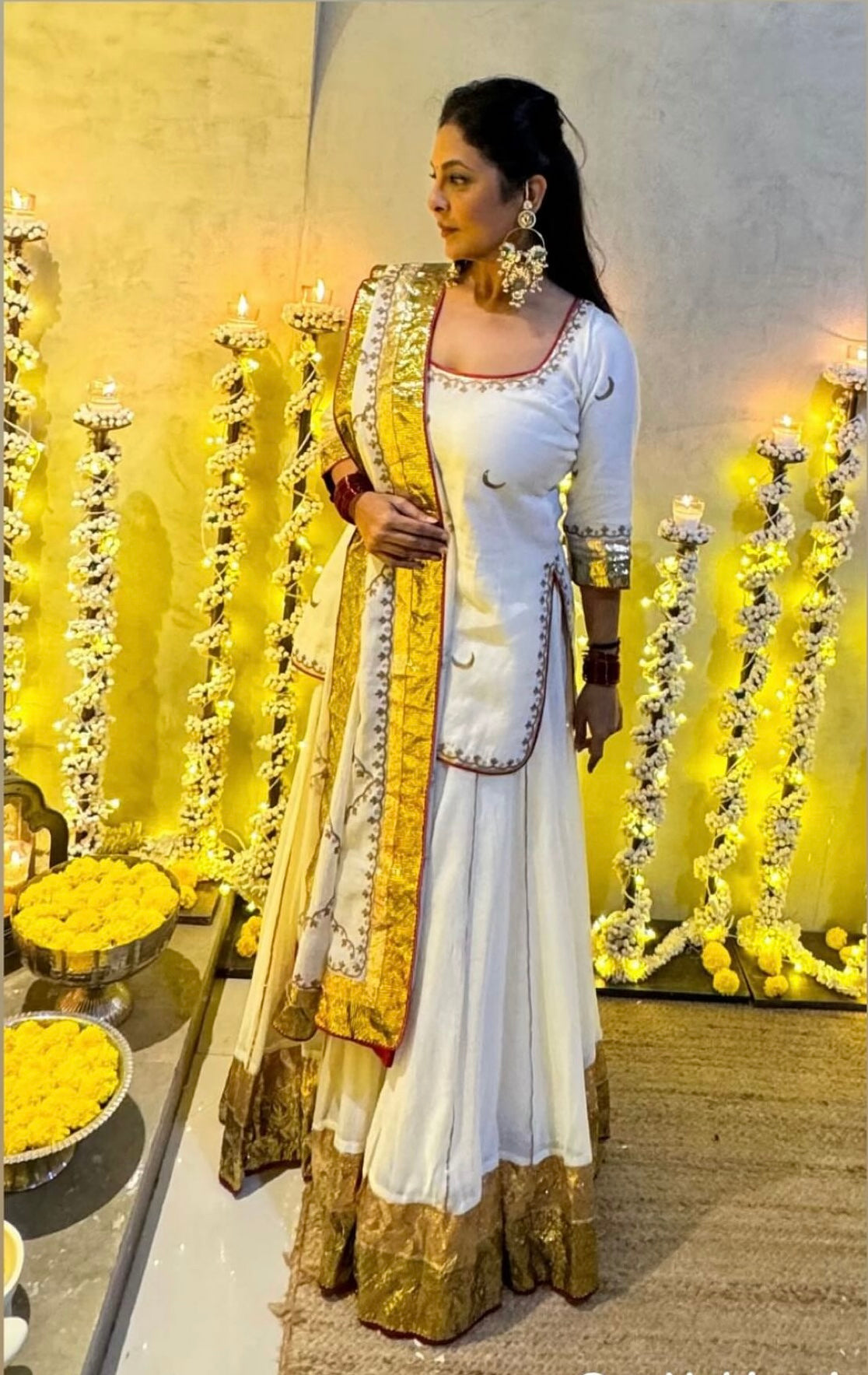 Ivory Gold Chanderi Lehenga Set