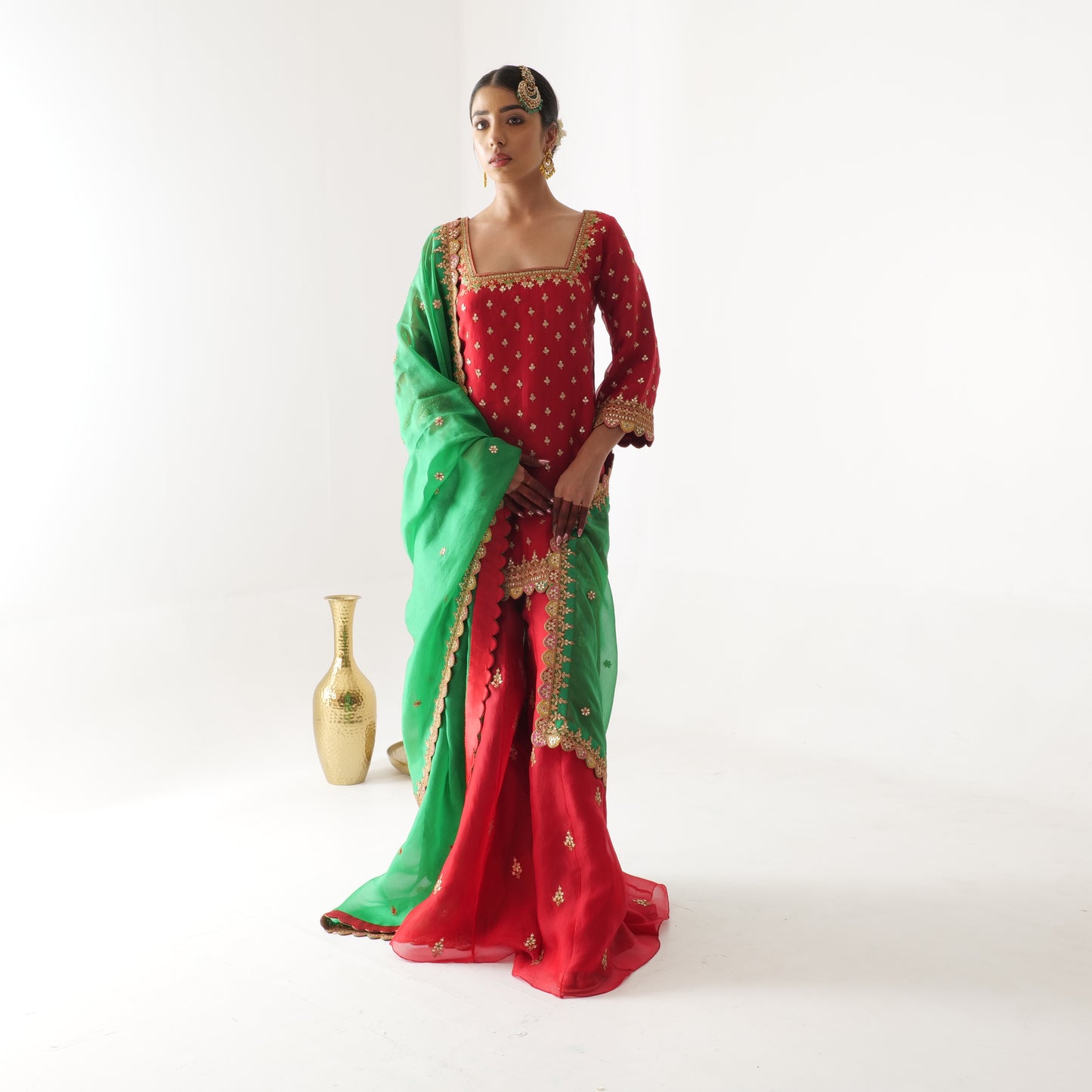 Organza Sharara Set with All Over Marori Work