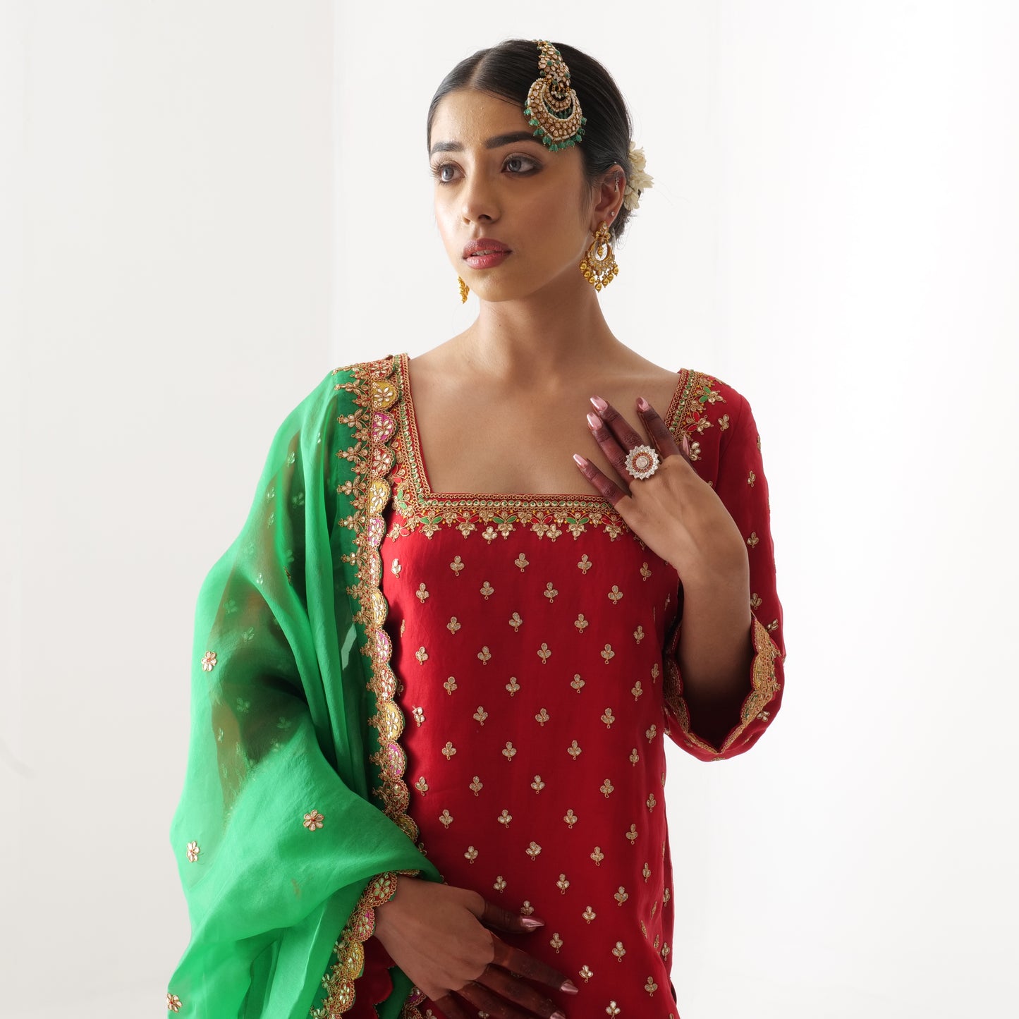 Organza Sharara Set with All Over Marori Work