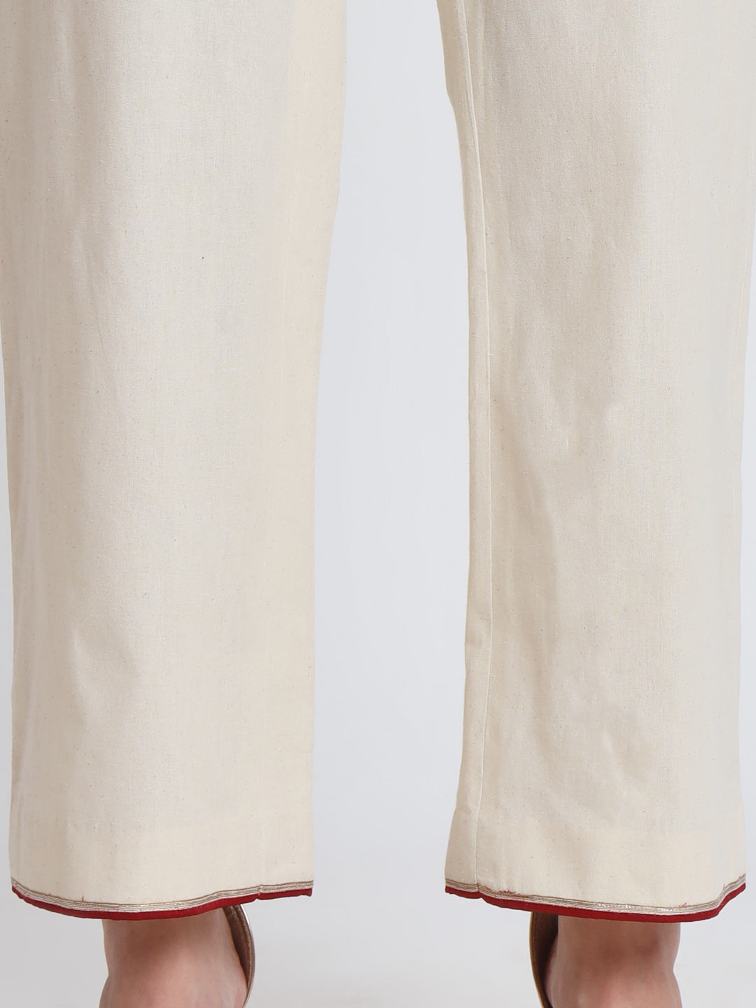 White Organic Cotton Kurta Set with  Circular Embroidery