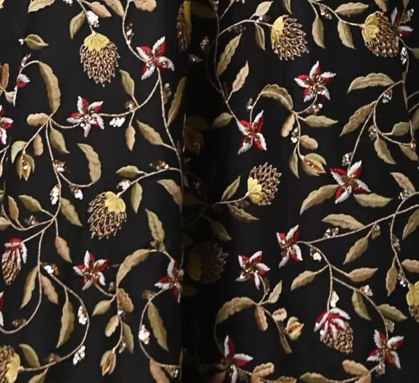 Black Chanderi Silk Anarkali with Zardosi Handwork