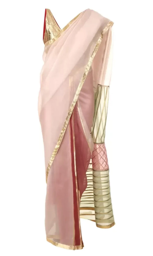 Tricolour Organza Saree with Gotta Blouse