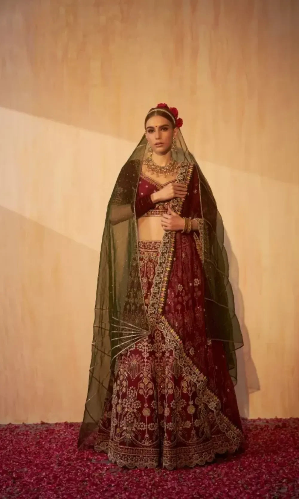 Mahroon Zardosi Bridal Lehenga Set