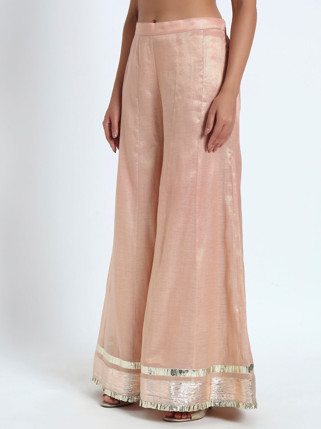 Peach Sunshine Tissue Sharara Set