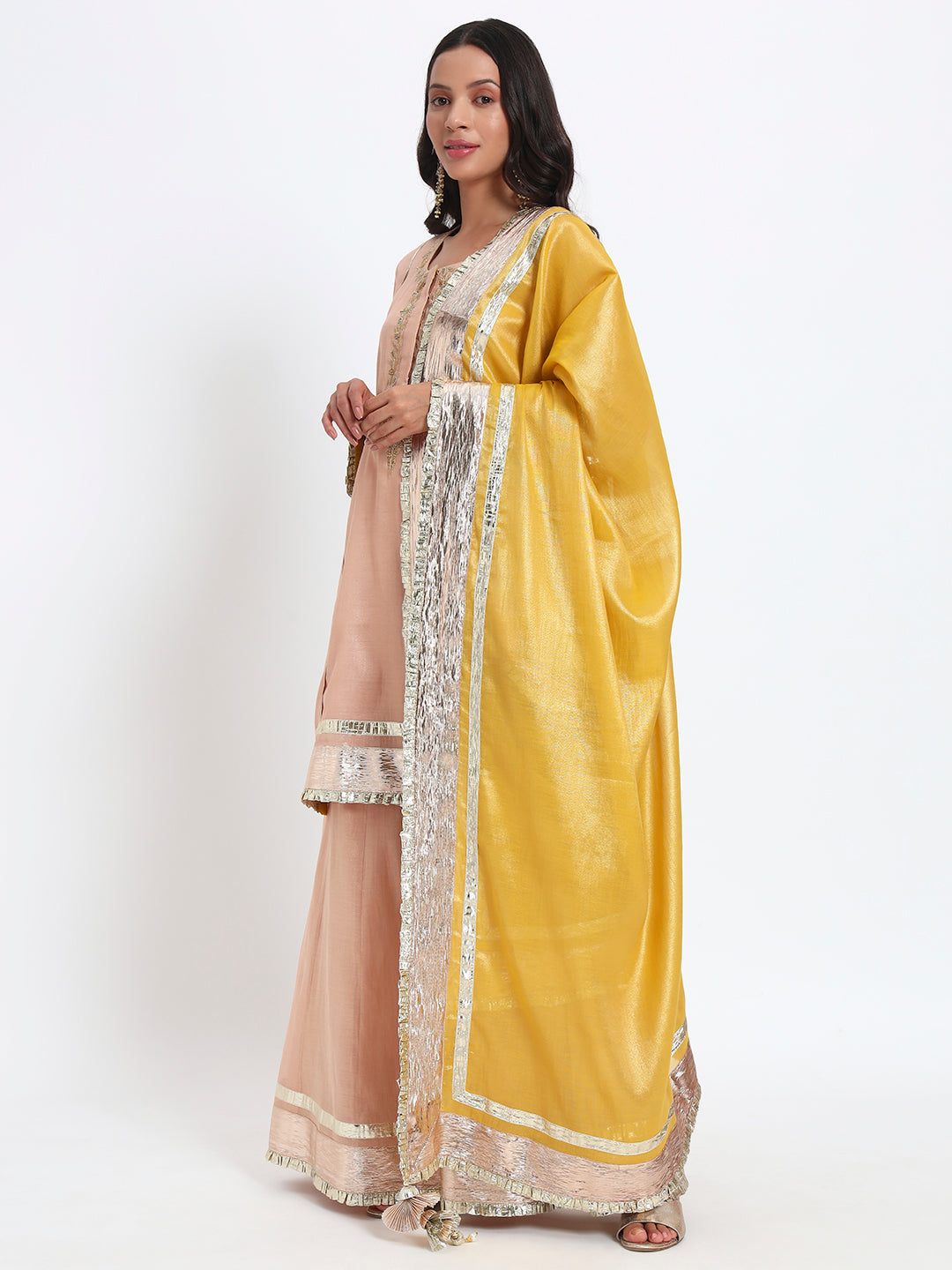 Peach Sunshine Tissue Sharara Set