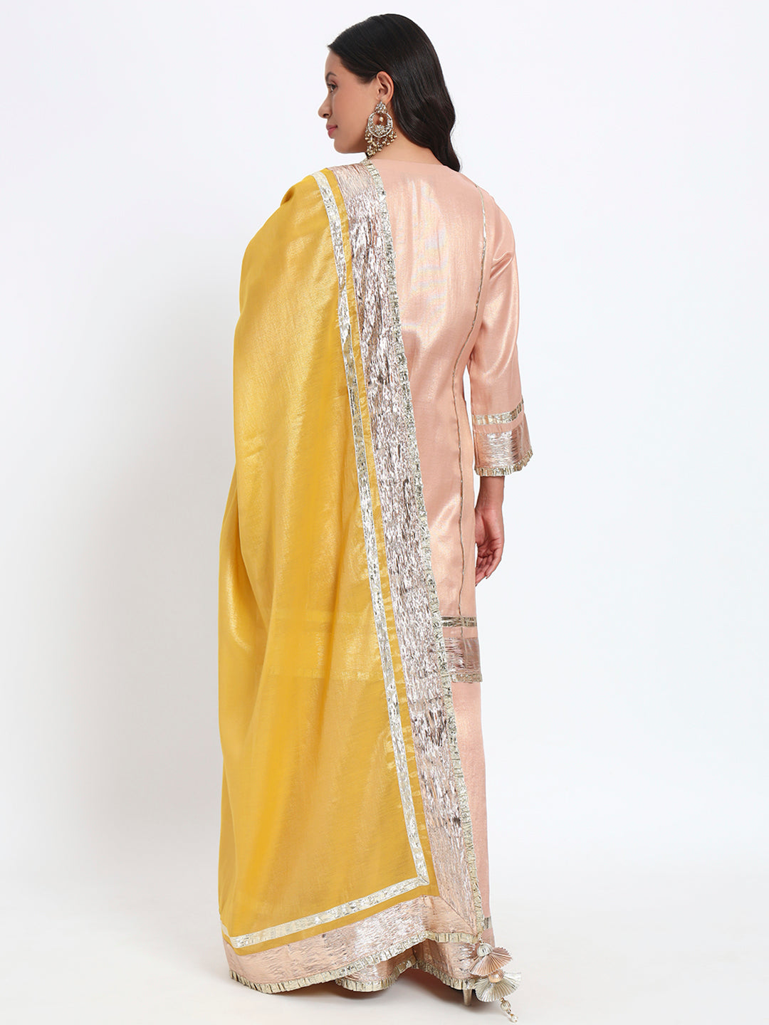 Peach Sunshine Tissue Sharara Set