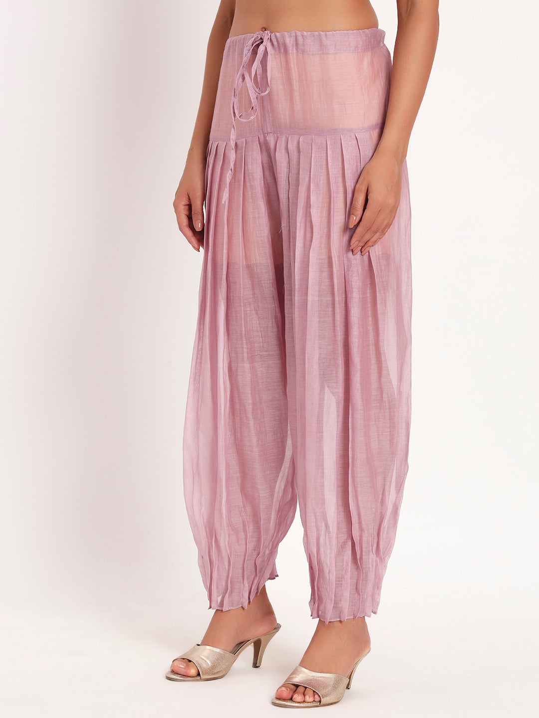 Lilac Gleam Mal Chanderi Anarkali Set