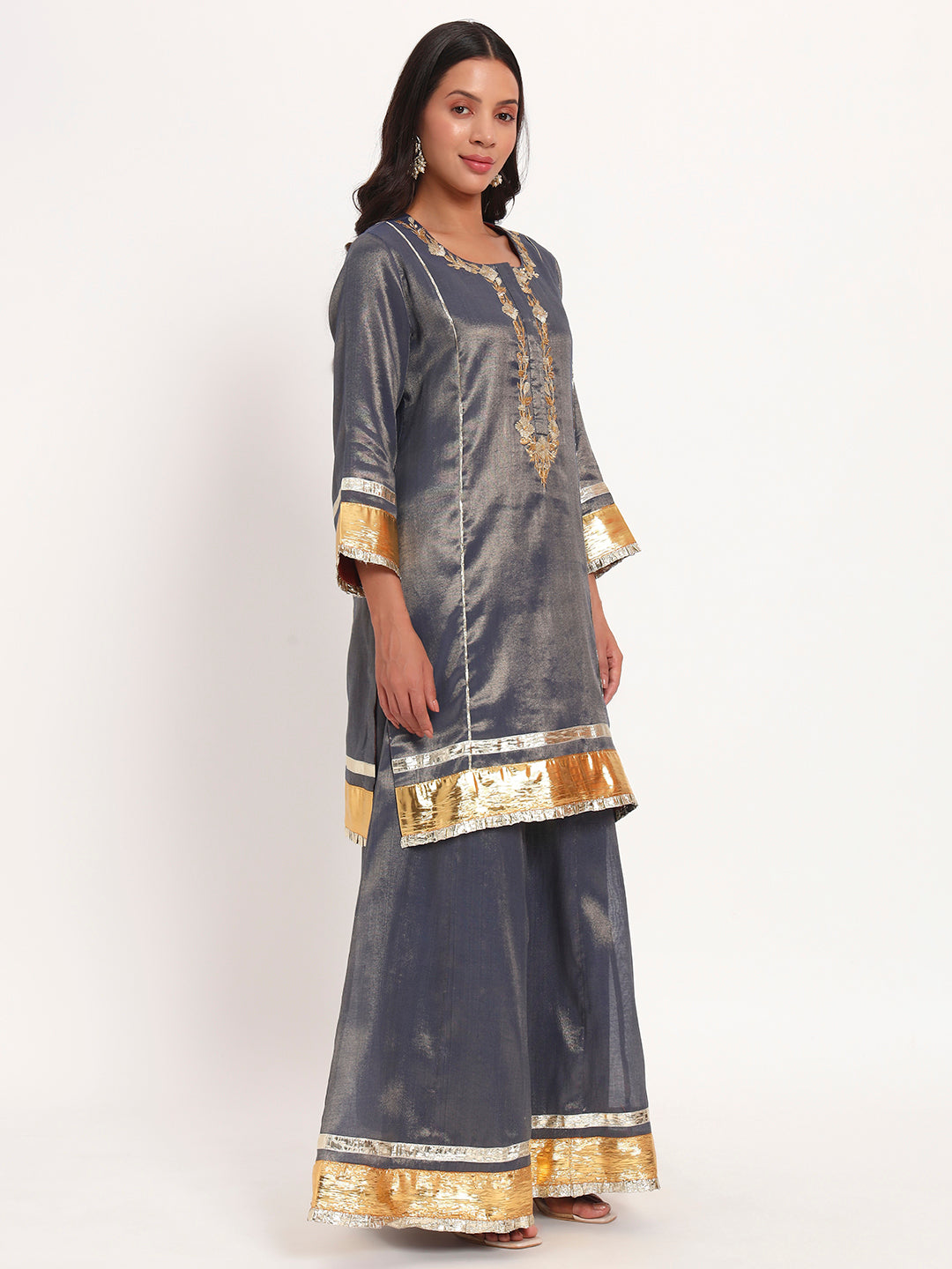 Midnight Radiance Tissue Sharara Set