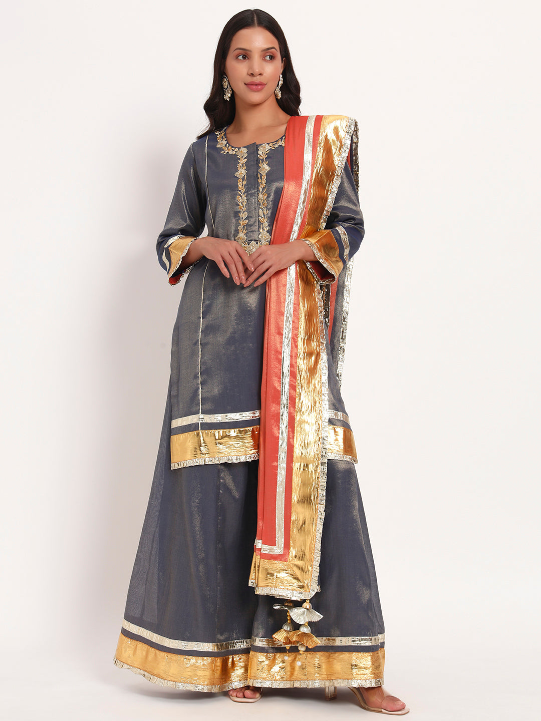 Midnight Radiance Tissue Sharara Set