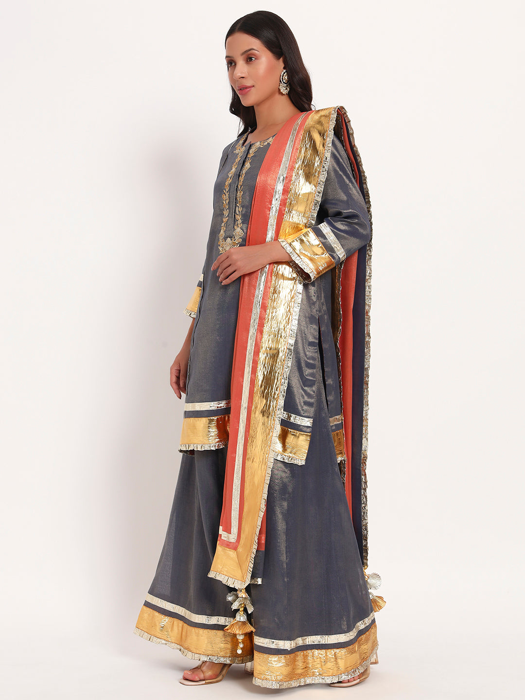 Midnight Radiance Tissue Sharara Set