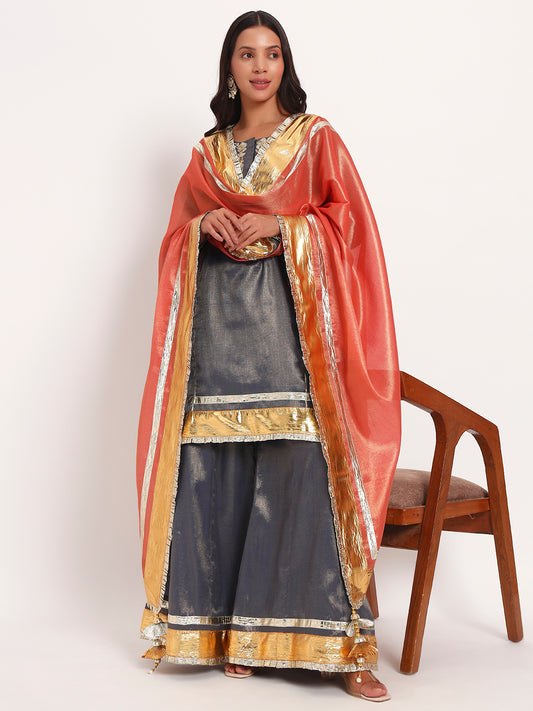 Midnight Radiance Tissue Sharara Set