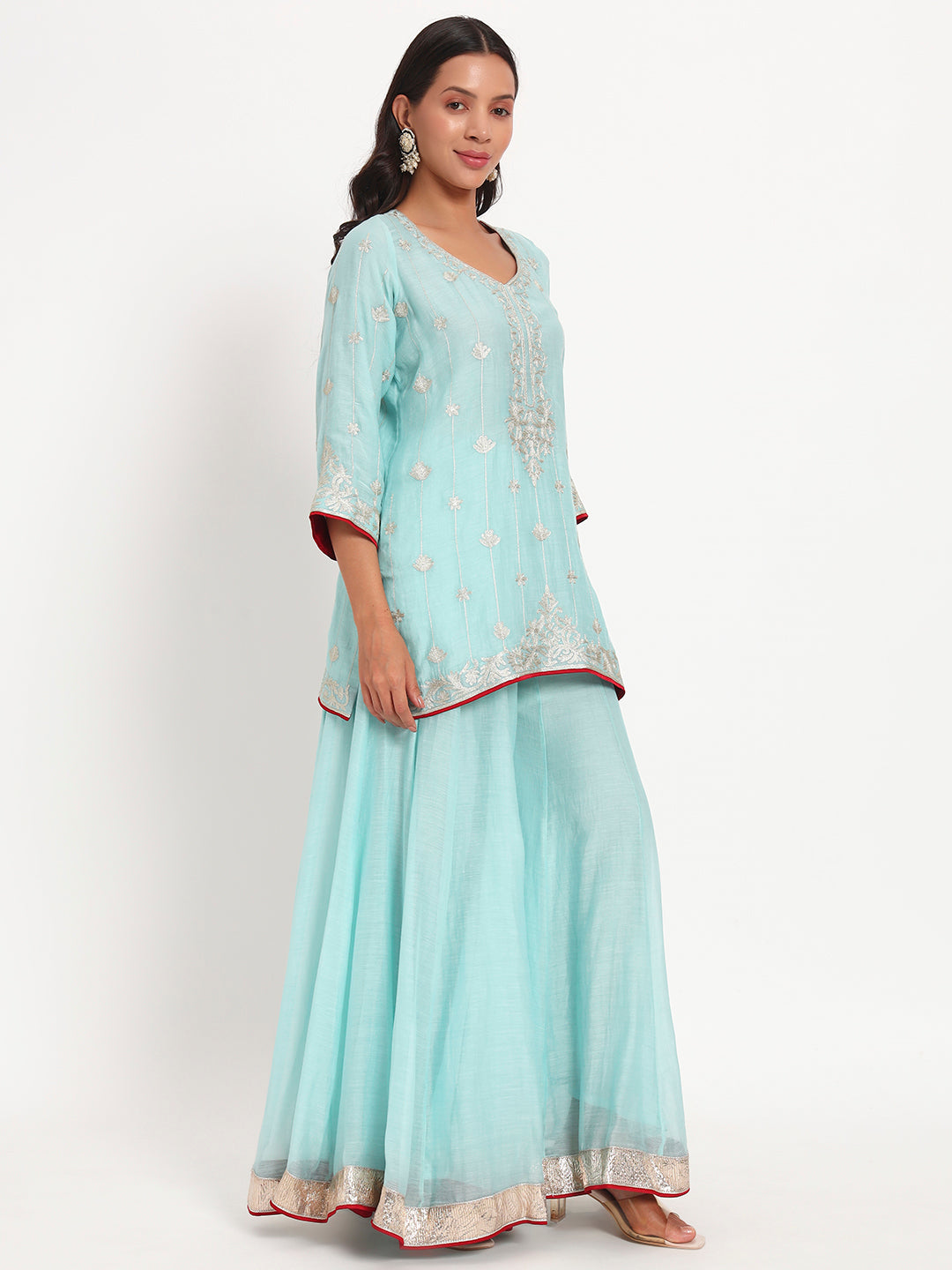 Aqua Grace Mal Chanderi Sharara Set