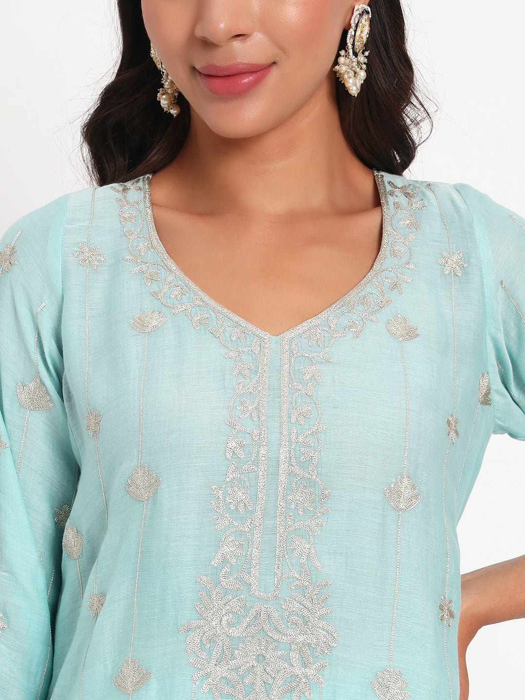 Aqua Grace Mal Chanderi Sharara Set