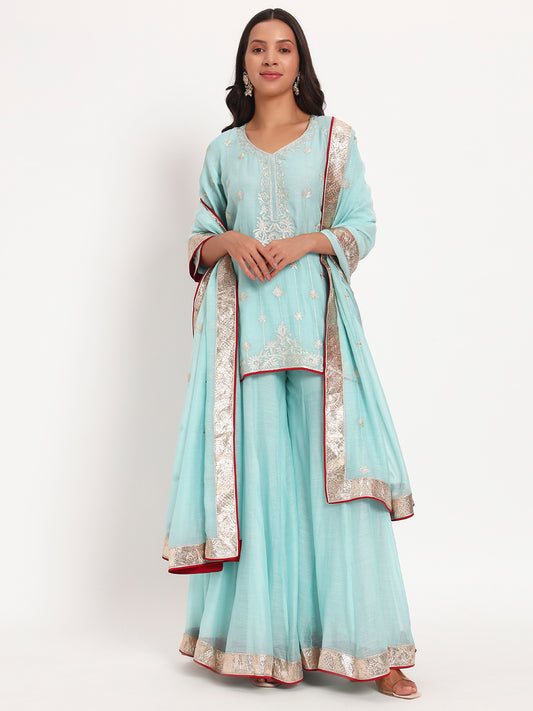 Aqua Grace Mal Chanderi Sharara Set