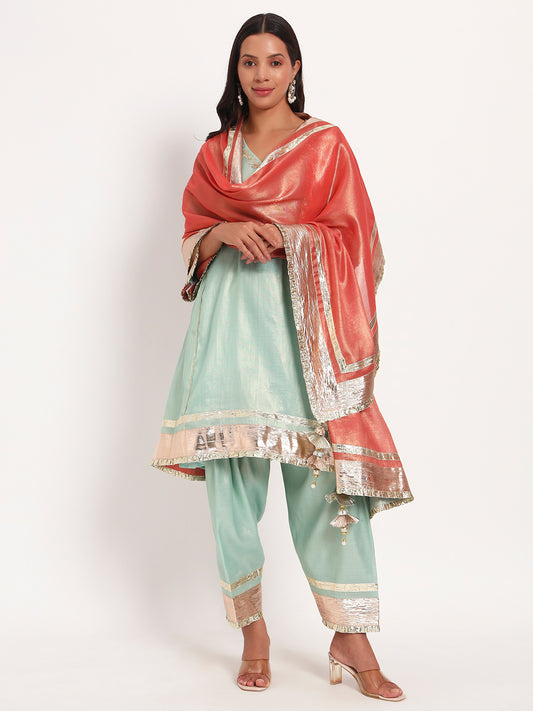 Mint Glow Tissue Salwar Set