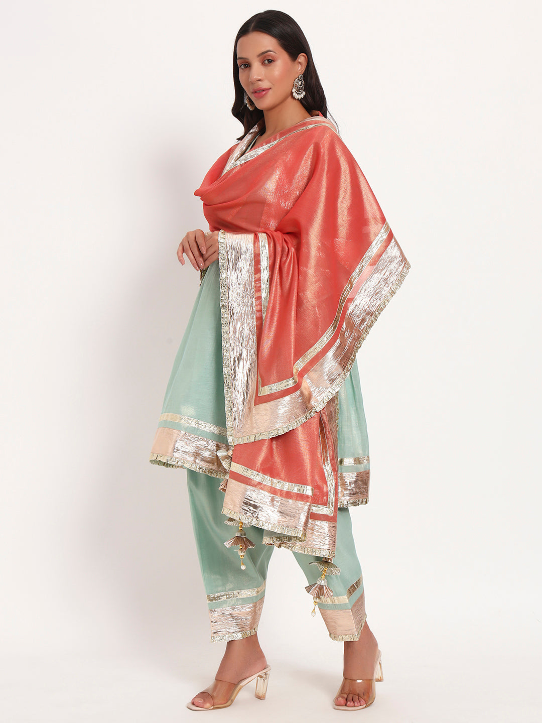 Mint Glow Tissue Salwar Set