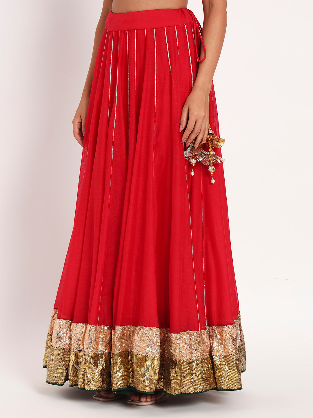 Crimson Aura Mal Chanderi Skirt Set