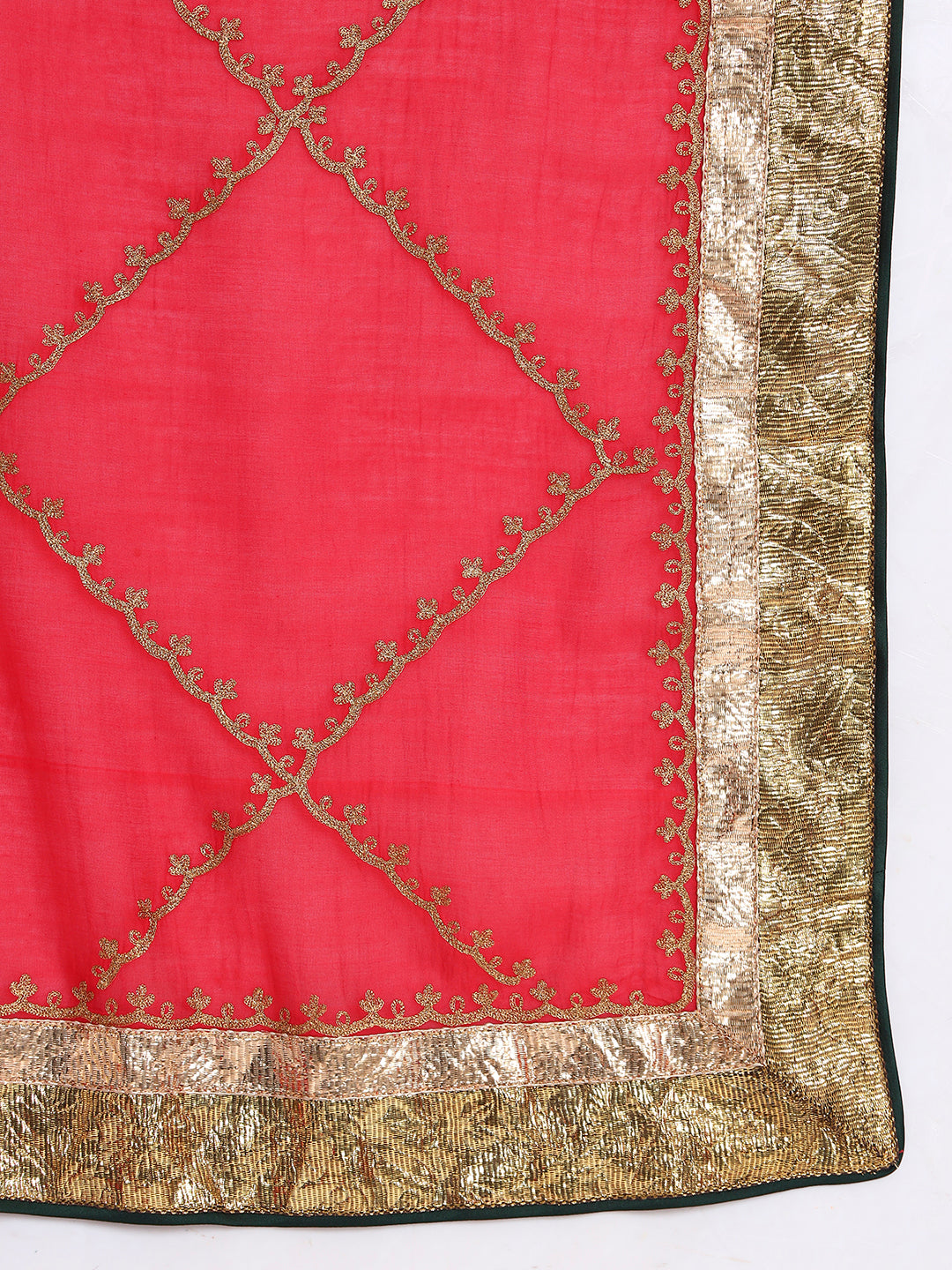 Crimson Aura Mal Chanderi Skirt Set