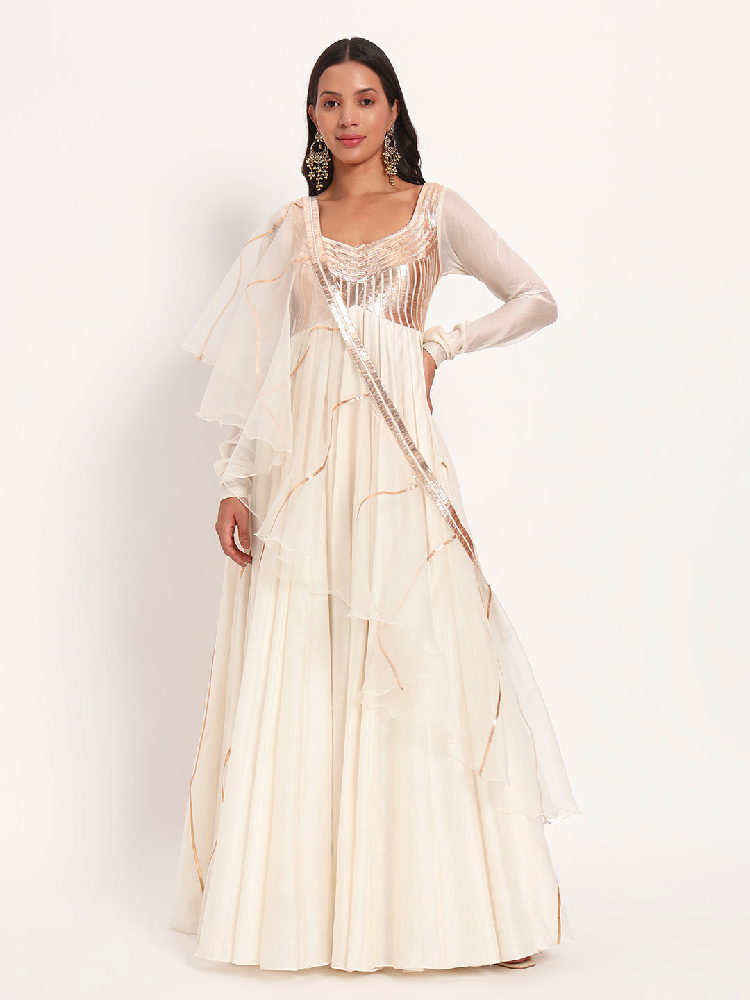 Ivory Whisper Chanderi Anarkali Set