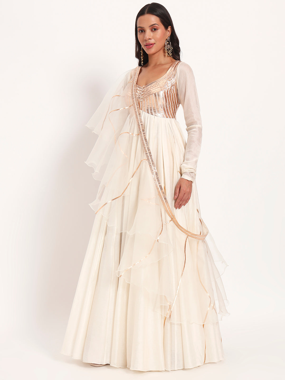 Ivory Whisper Chanderi Anarkali Set