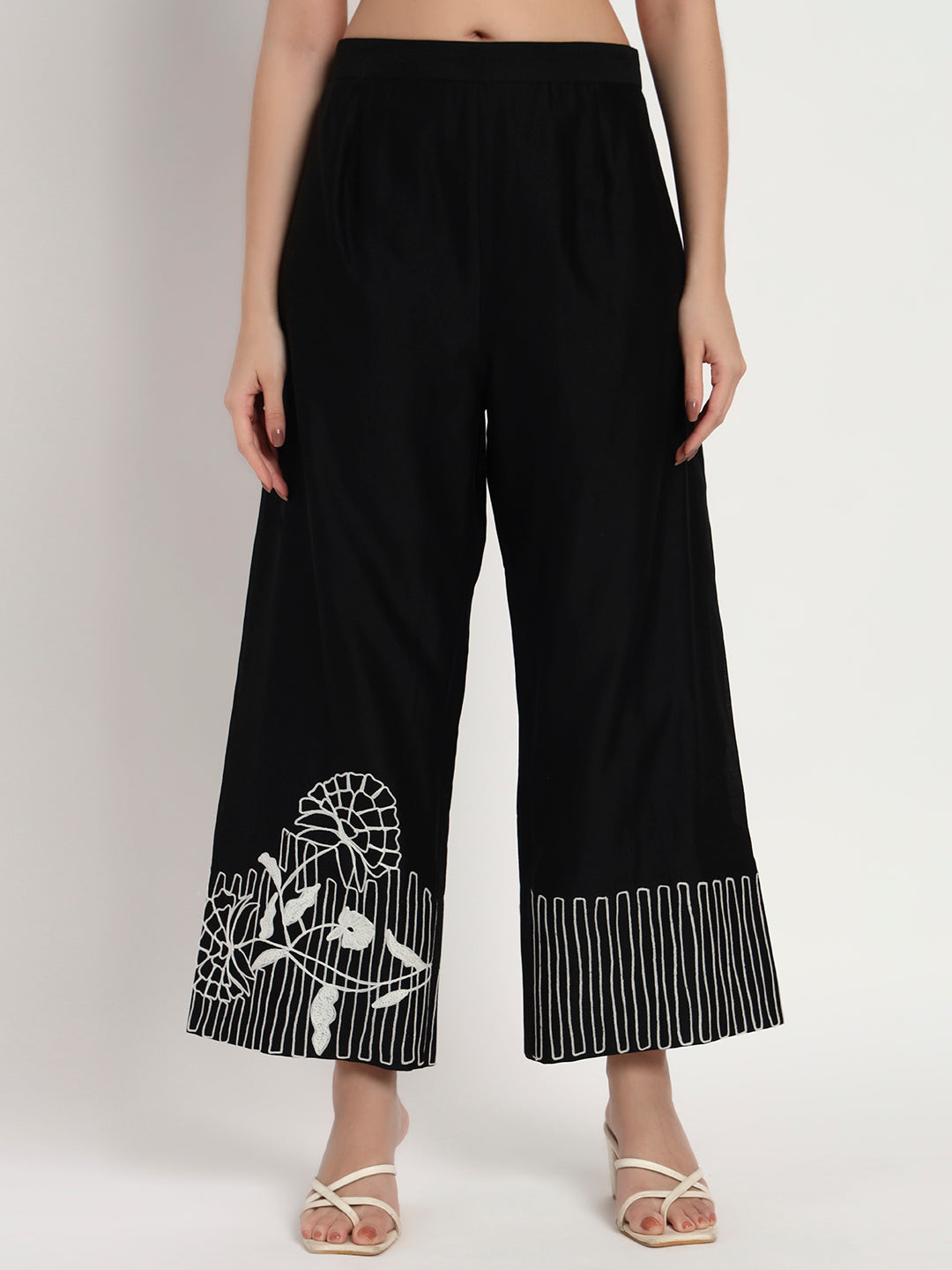 Black Organic-Cotton Line-Embroidered Co-Ord Set