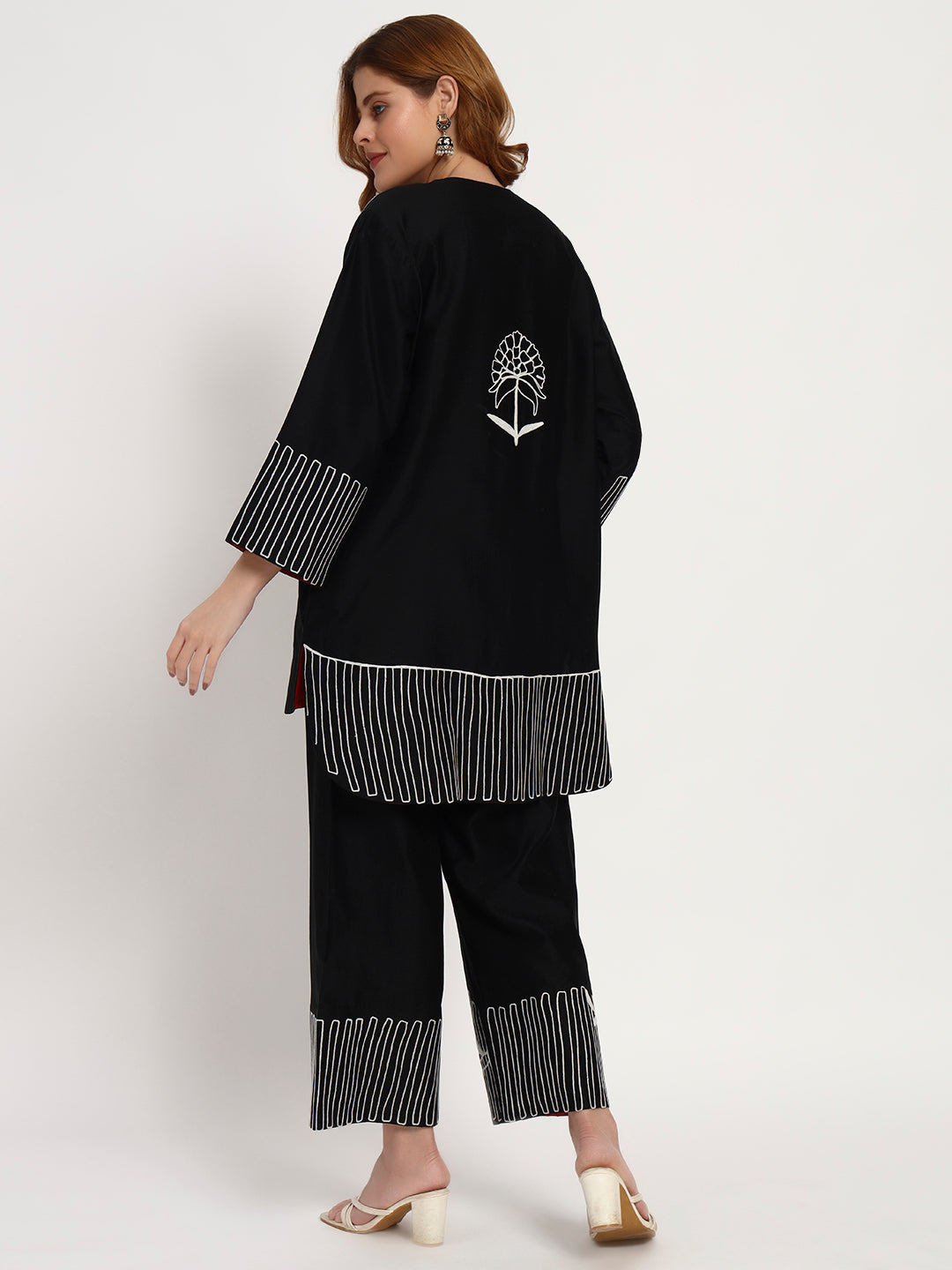 Black Organic-Cotton Line-Embroidered Co-Ord Set