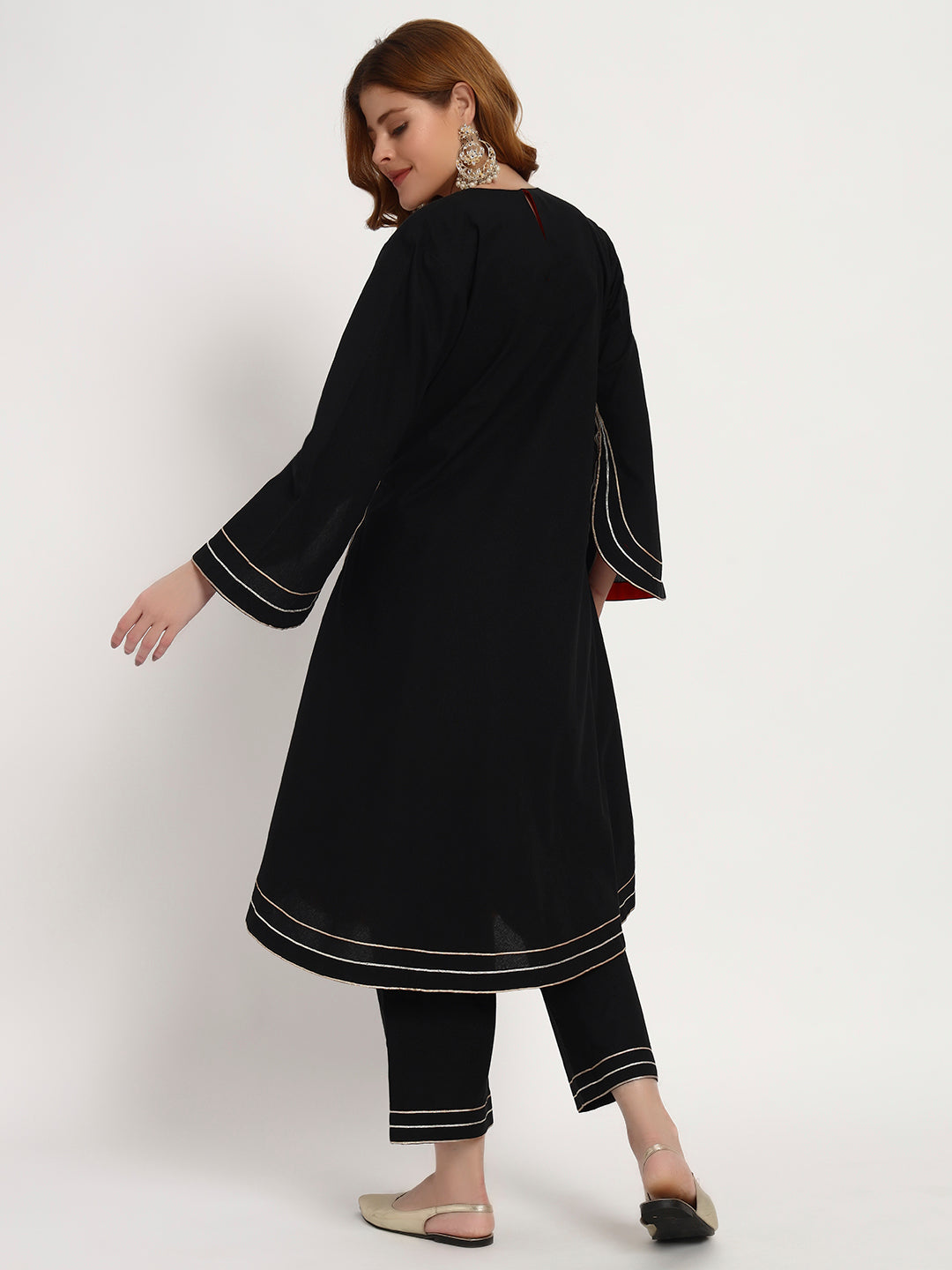 Black Organic-Cotton Ripple-Stripe Kurta Set