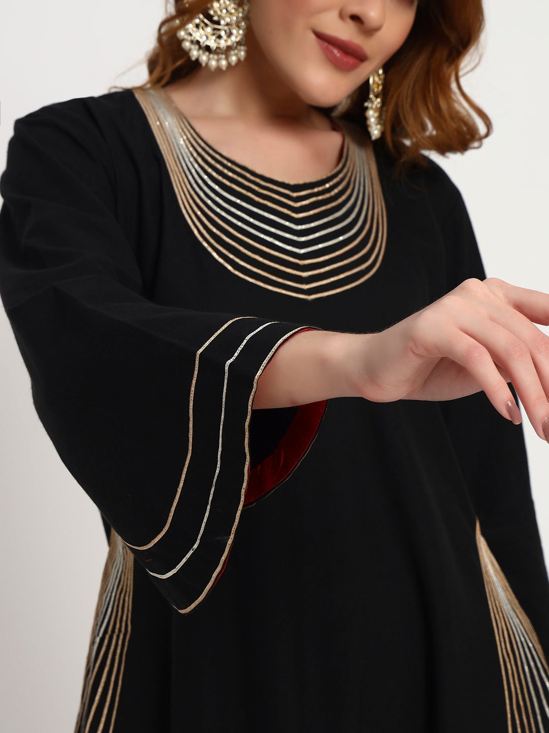 Black Organic-Cotton Ripple-Stripe Kurta Set