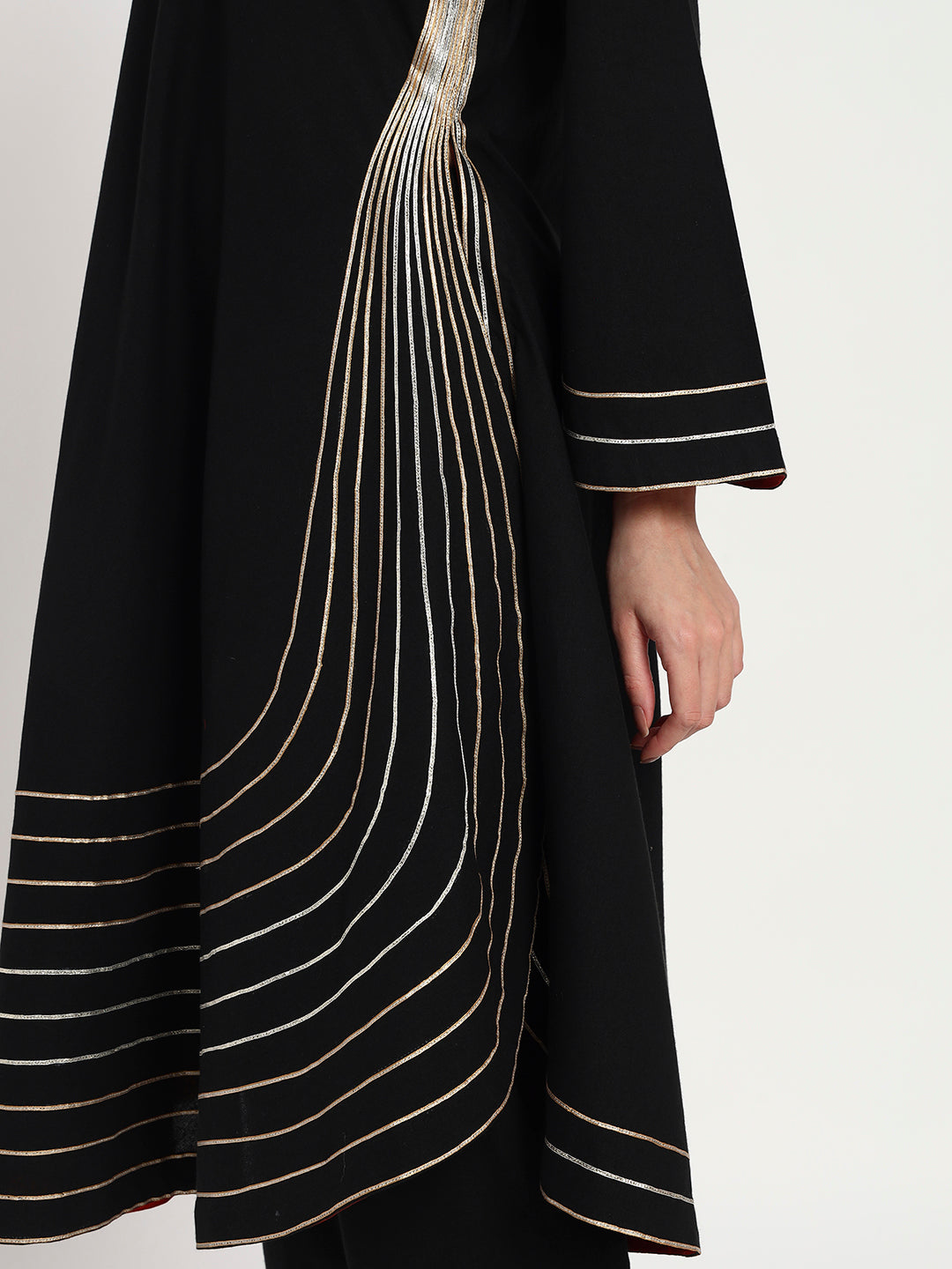 Black Organic-Cotton Ripple-Stripe Kurta Set