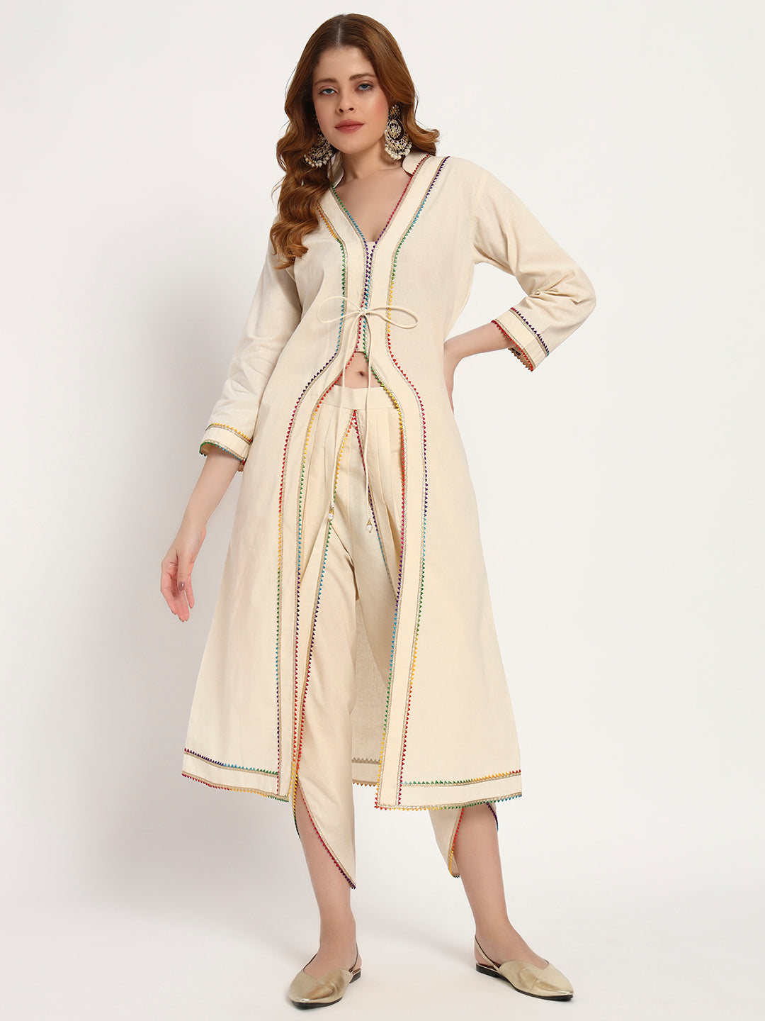 Ivory Organic-Cotton Tie-Front Kurta Set