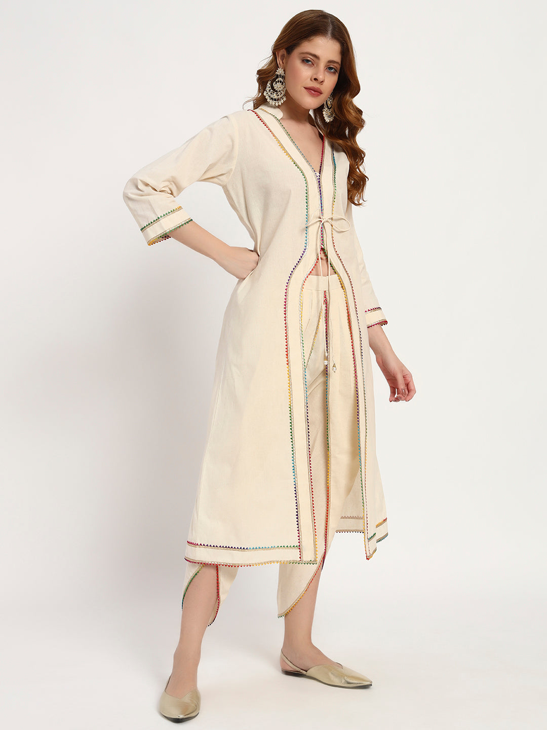 Ivory Organic-Cotton Tie-Front Kurta Set