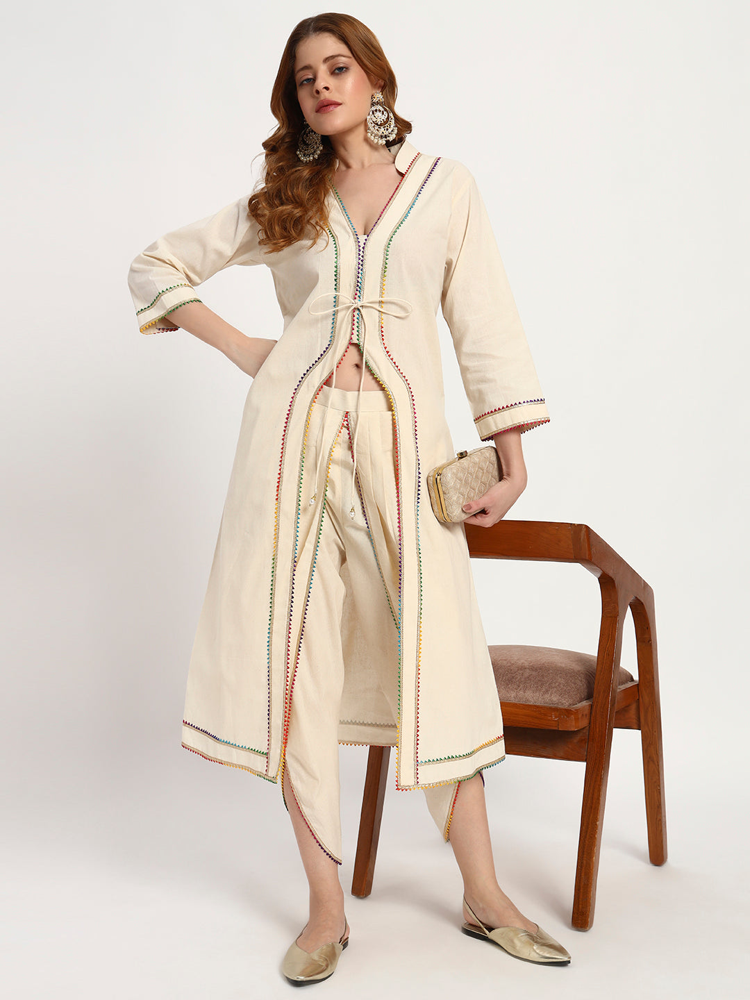 Ivory Organic-Cotton Tie-Front Kurta Set