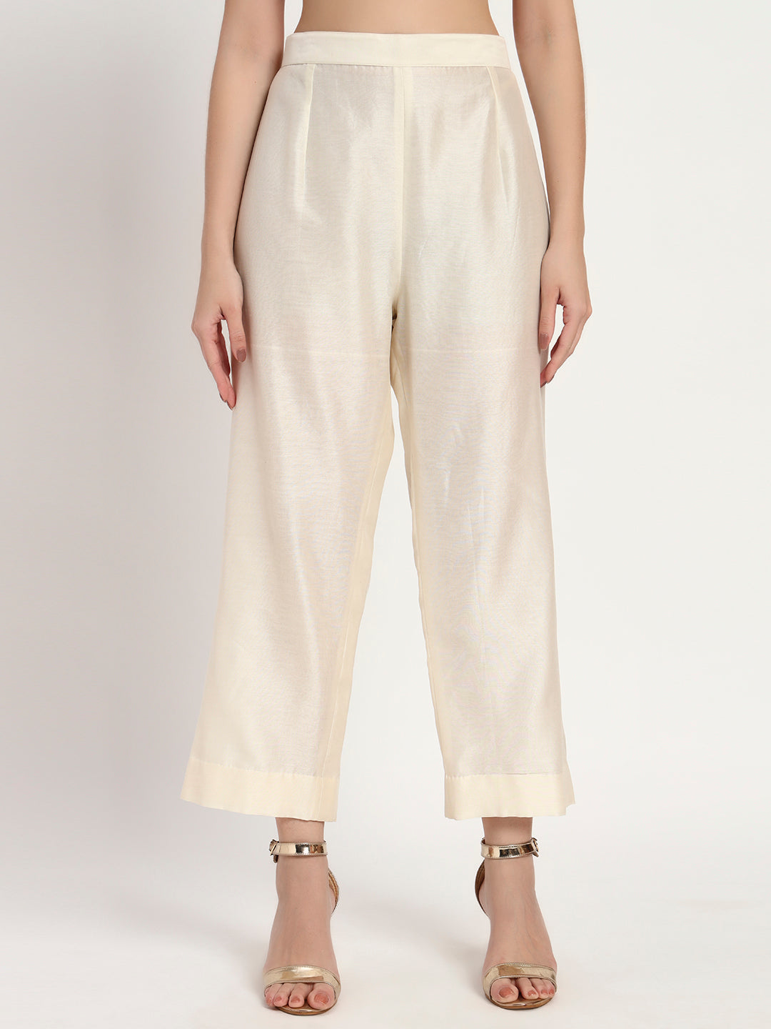 Ivory Organic-Cotton Floral-Neck Anarkali