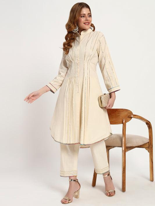 Ivory Organic-Cotton Pintuck Kurta Set