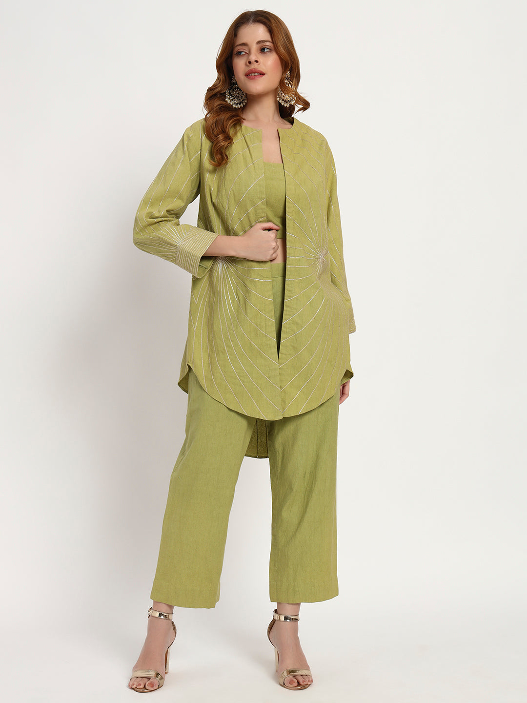 Olive Sunburst Organic-Cotton Co-ord Set
