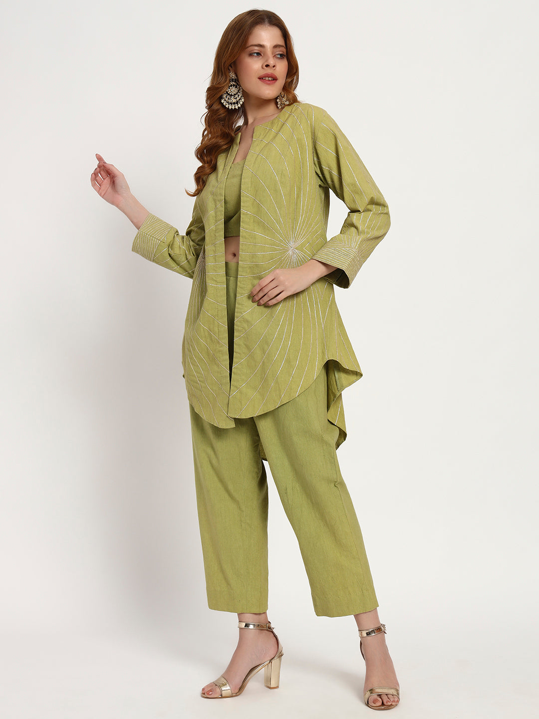 Olive Sunburst Organic-Cotton Co-ord Set