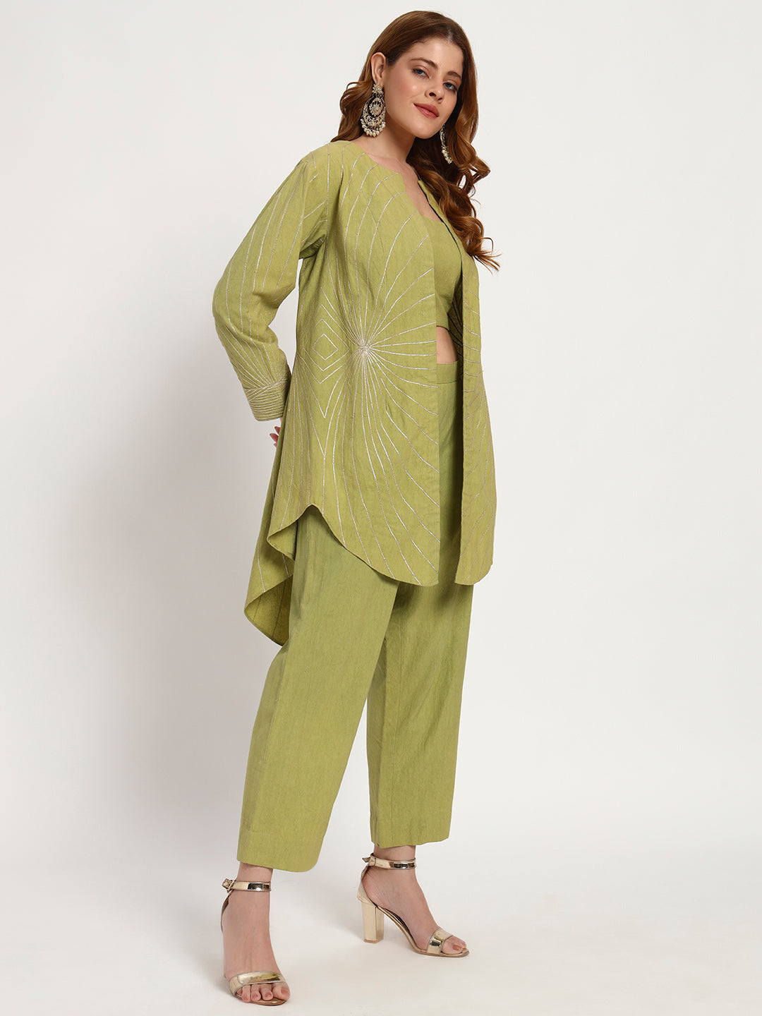 Olive Sunburst Organic-Cotton Co-ord Set