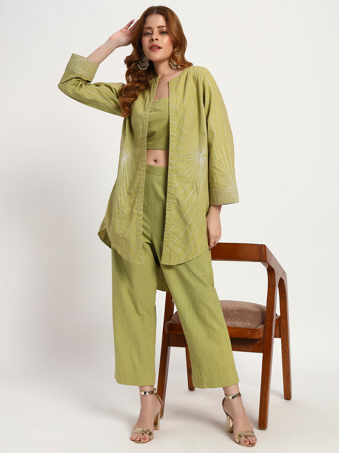 Olive Sunburst Organic-Cotton Co-ord Set