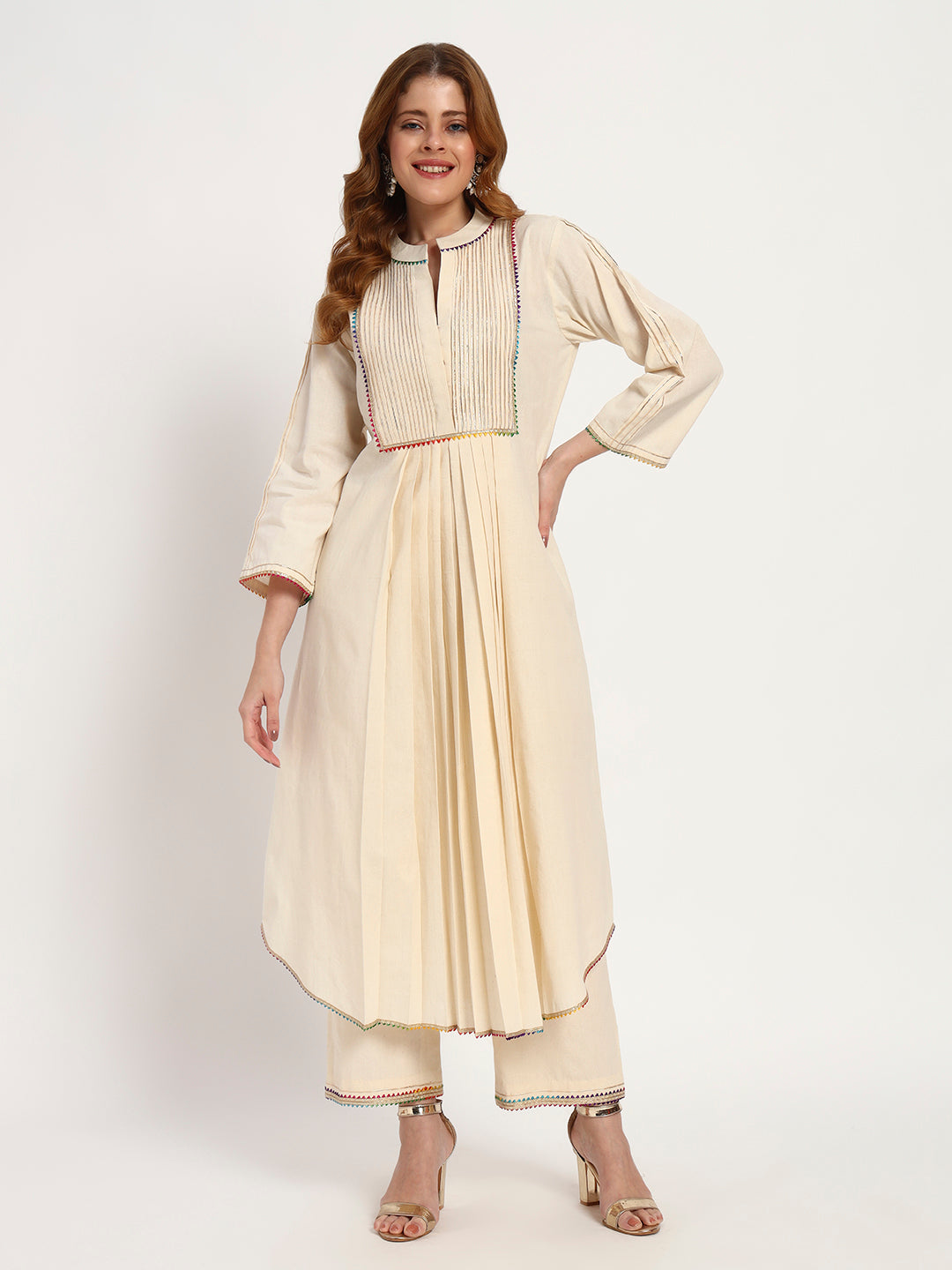Ivory Organic-Cotton Yoke-Pintuck Kurta Set