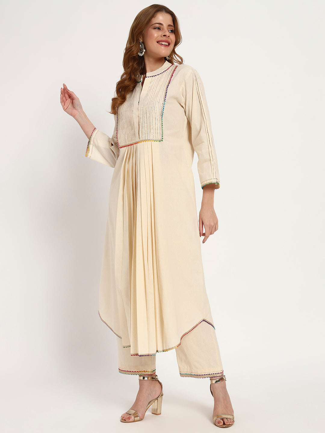 Ivory Organic-Cotton Yoke-Pintuck Kurta Set