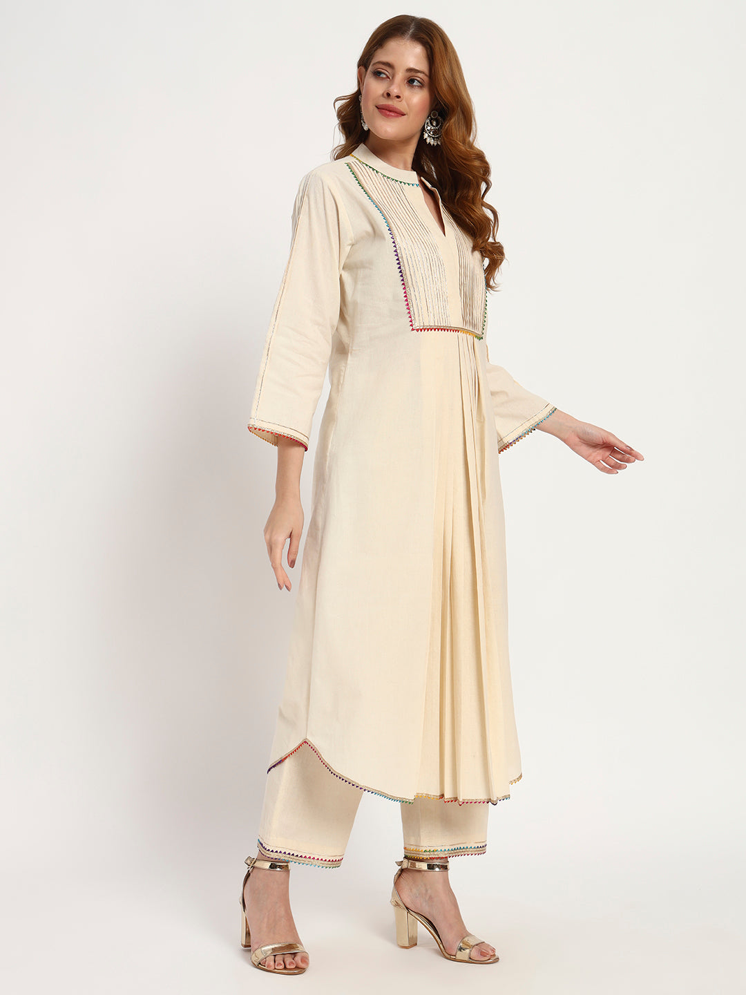 Ivory Organic-Cotton Yoke-Pintuck Kurta Set