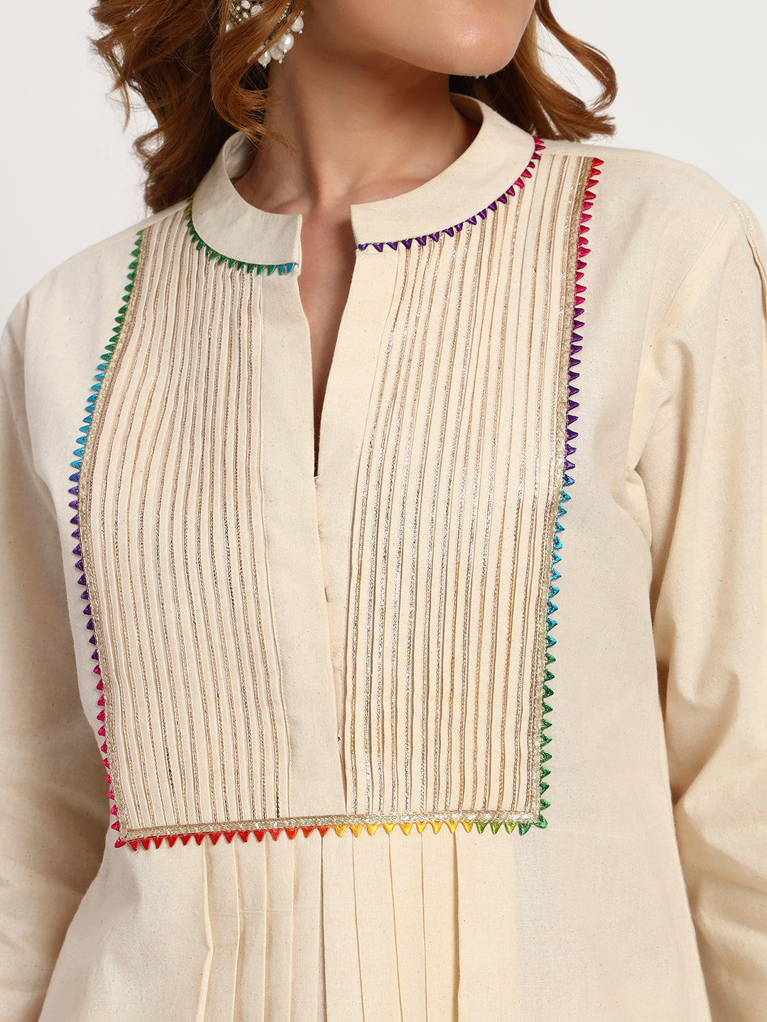 Ivory Organic-Cotton Yoke-Pintuck Kurta Set