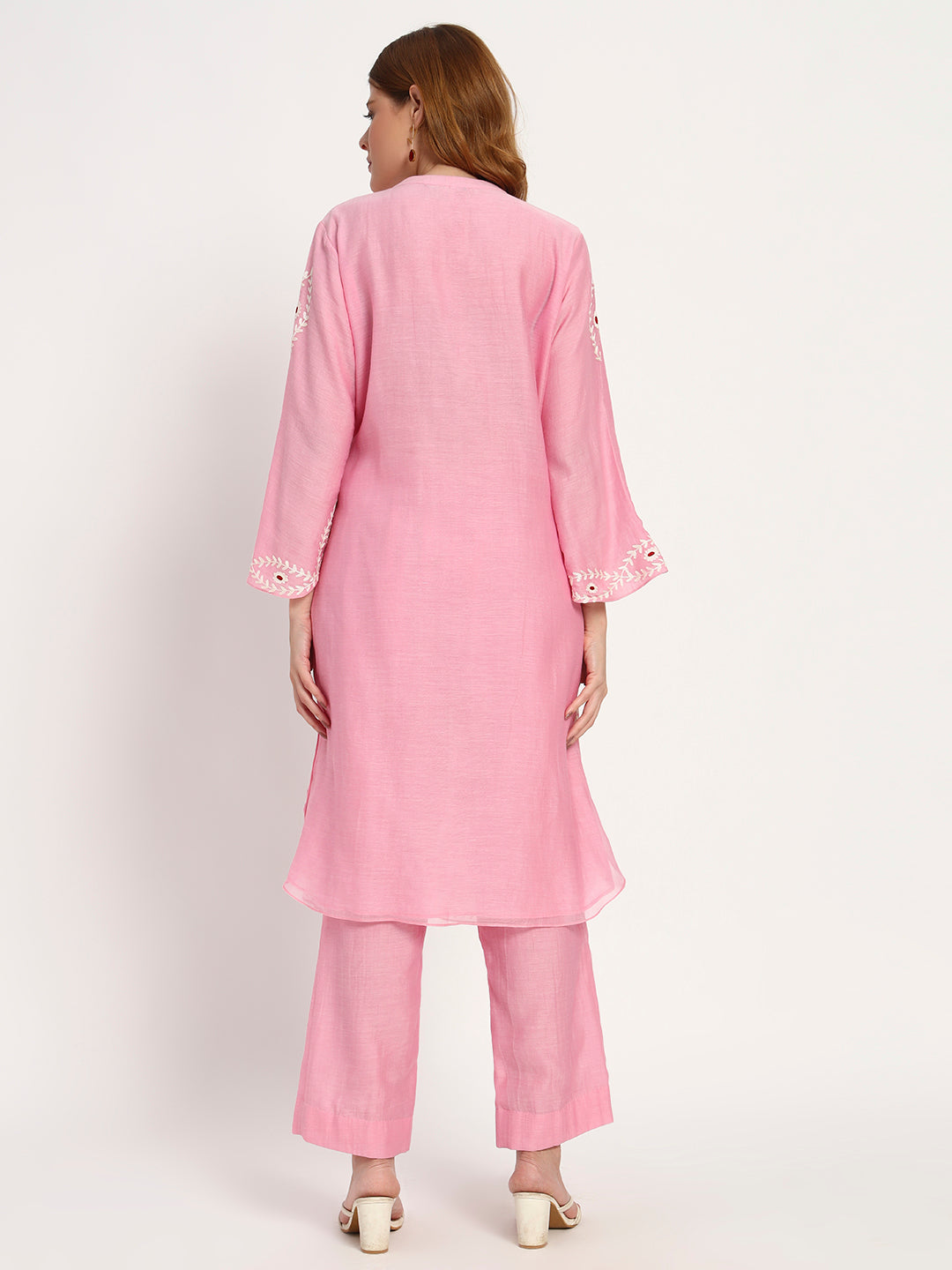 Blush Cotton-Silk Embroidered Kurta Set