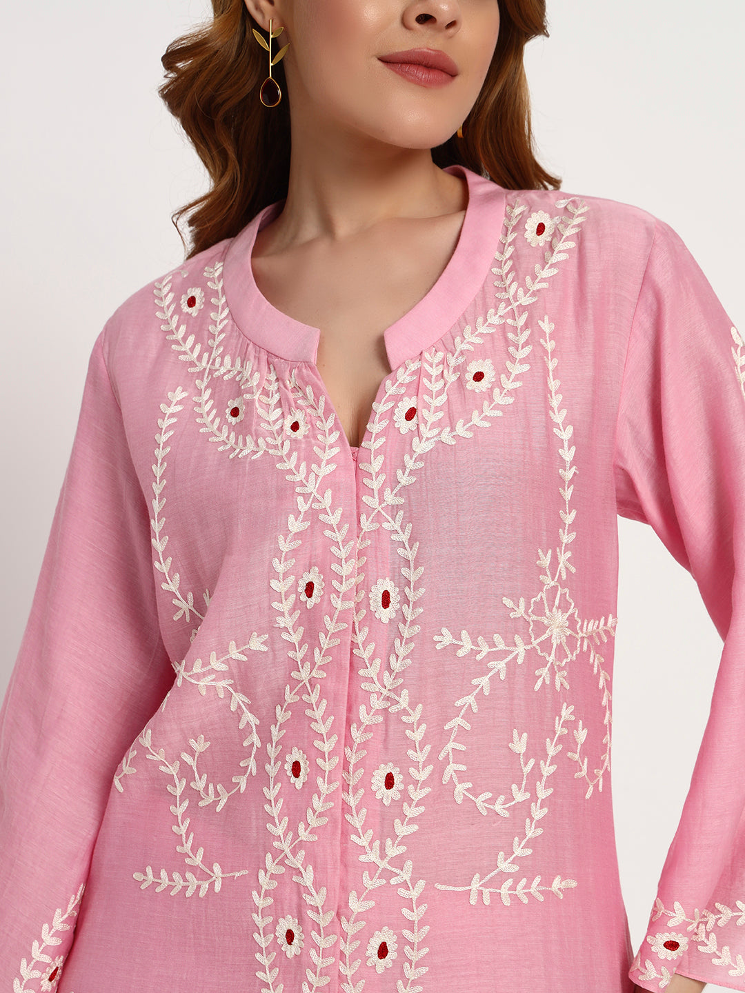 Blush Cotton-Silk Embroidered Kurta Set