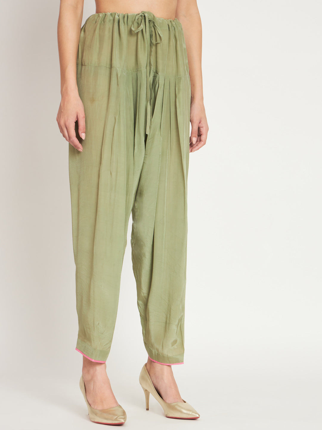 Graceful Green Embroidered Kurta & Dhoti Set