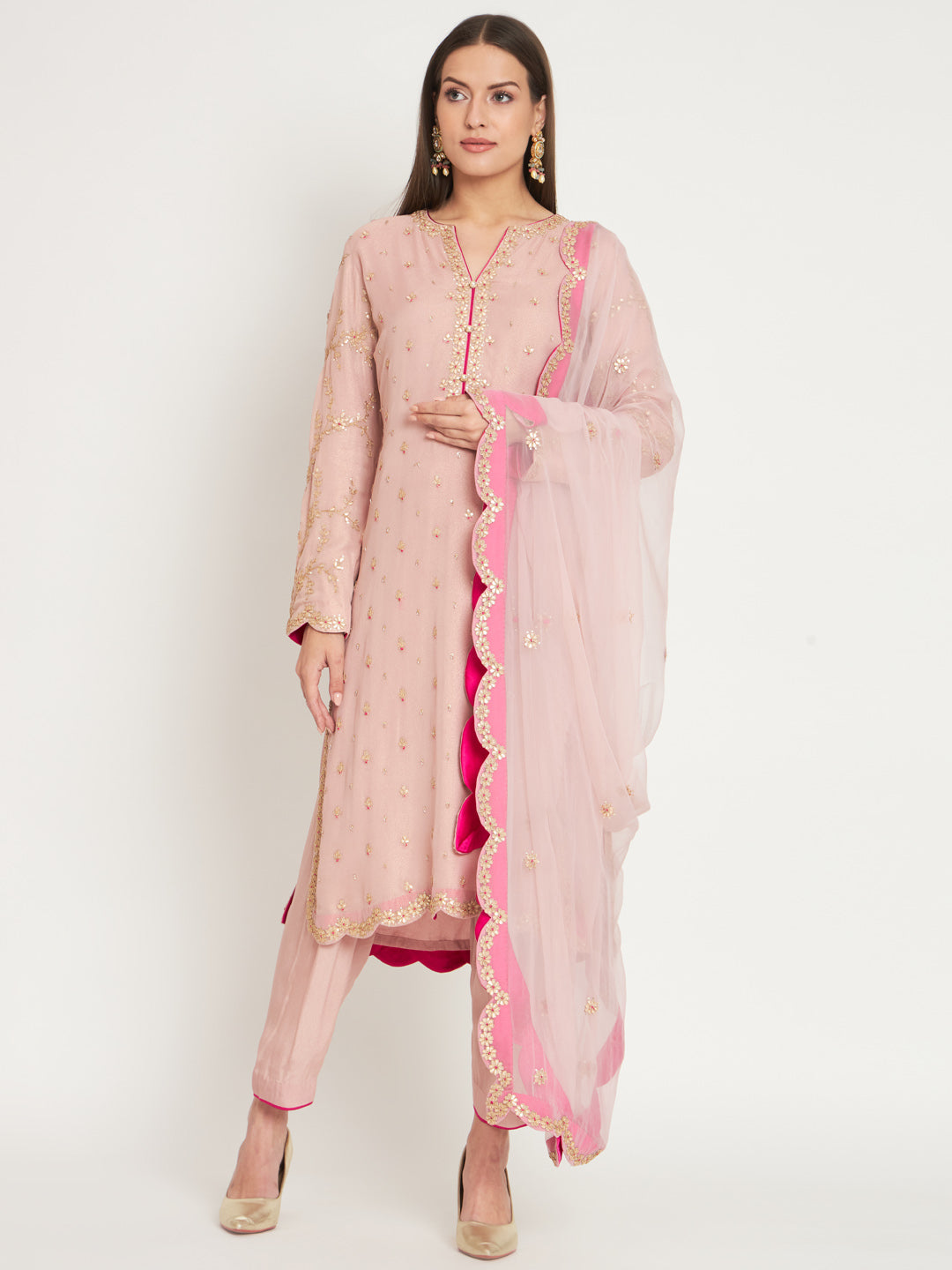 Embroidered Straight Kurta with Pant Set