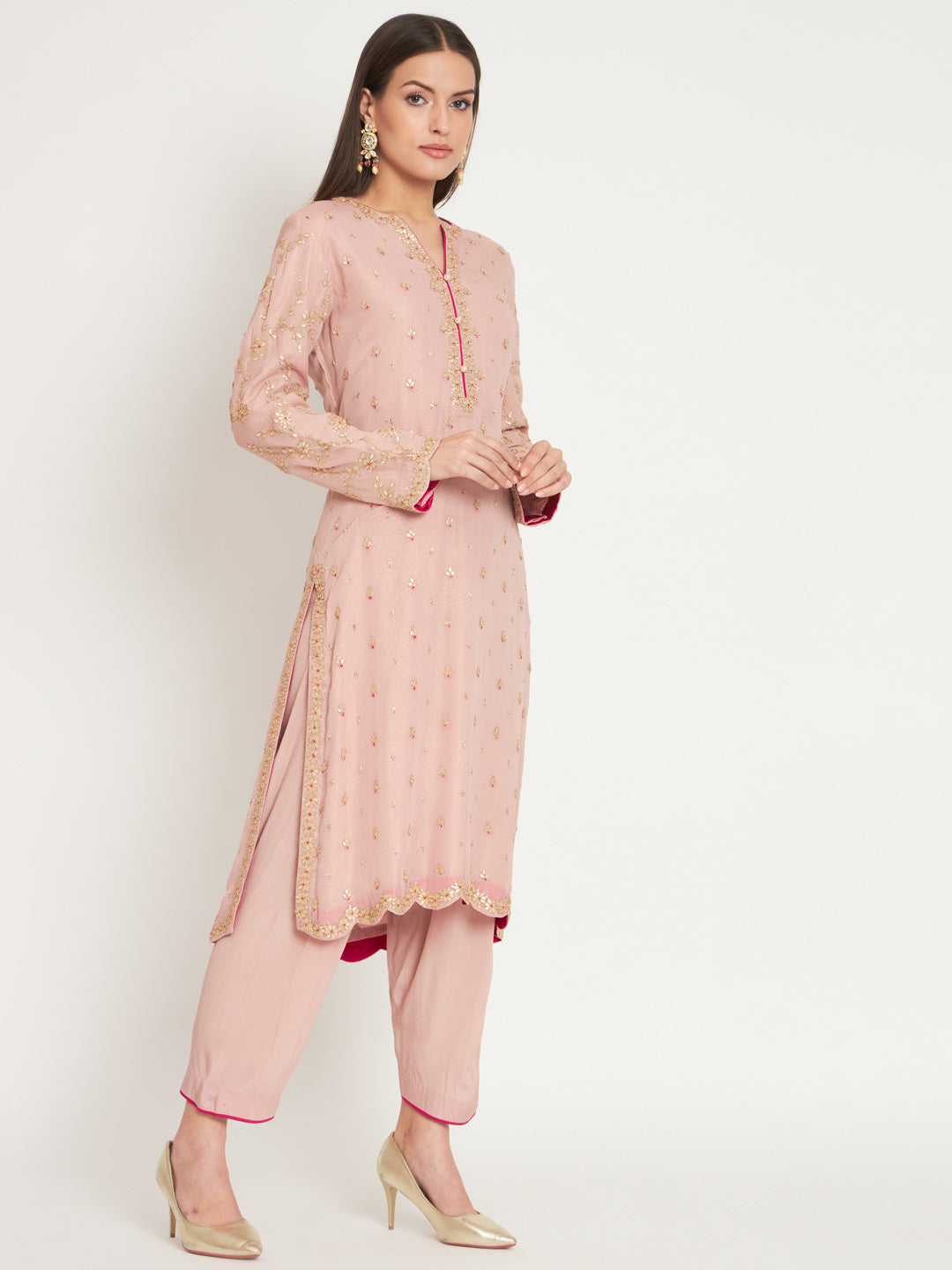 Embroidered Straight Kurta with Pant Set
