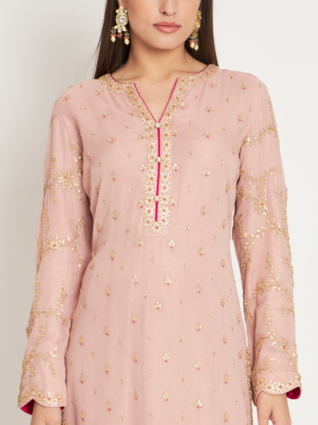Embroidered Straight Kurta with Pant Set